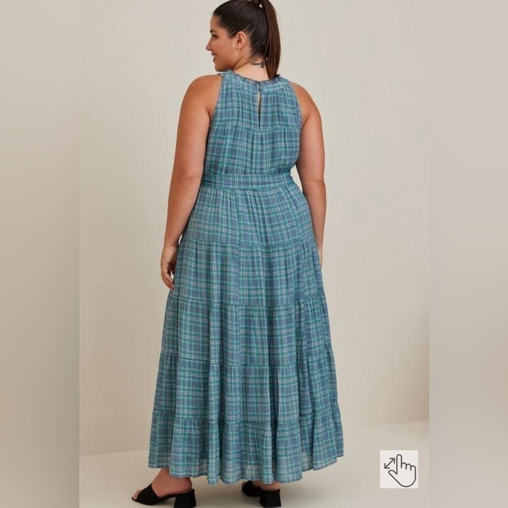 EUC TORRID Maxi Lindsay Hi-Low Tiered Dress - Plaid Multi Size 1X